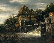 RUISDAEL, Jacob Isaackszon van Two Undershot Watermills with Men Opening a Sluice Spain oil painting artist